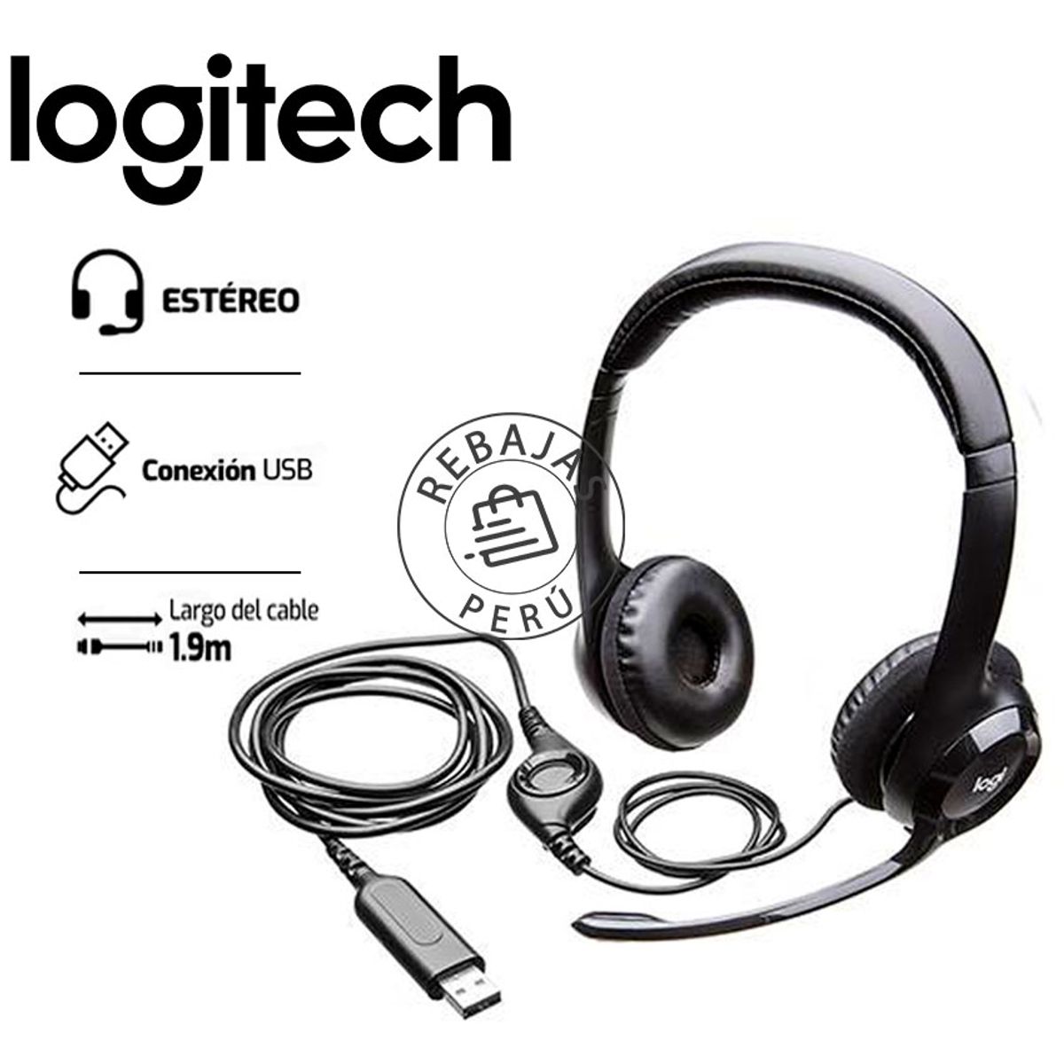 LOGITECH - Audífono Logitech H390 USB con micrófono y cancelación de ruido