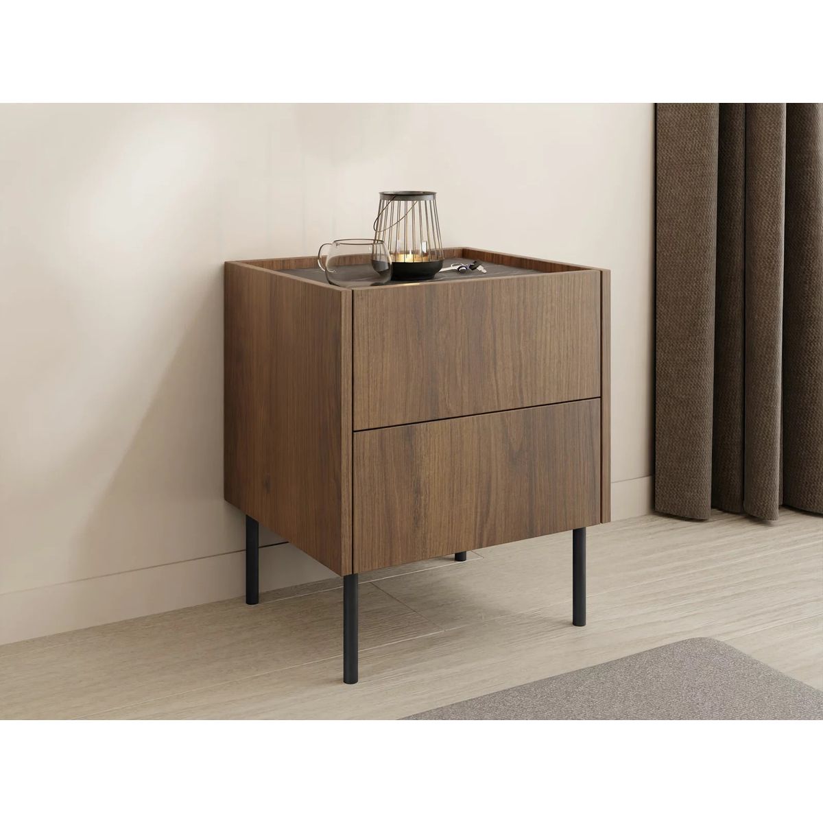 STARHOME - Velador Moderno con patas metálicas Starhome Belviro Roble