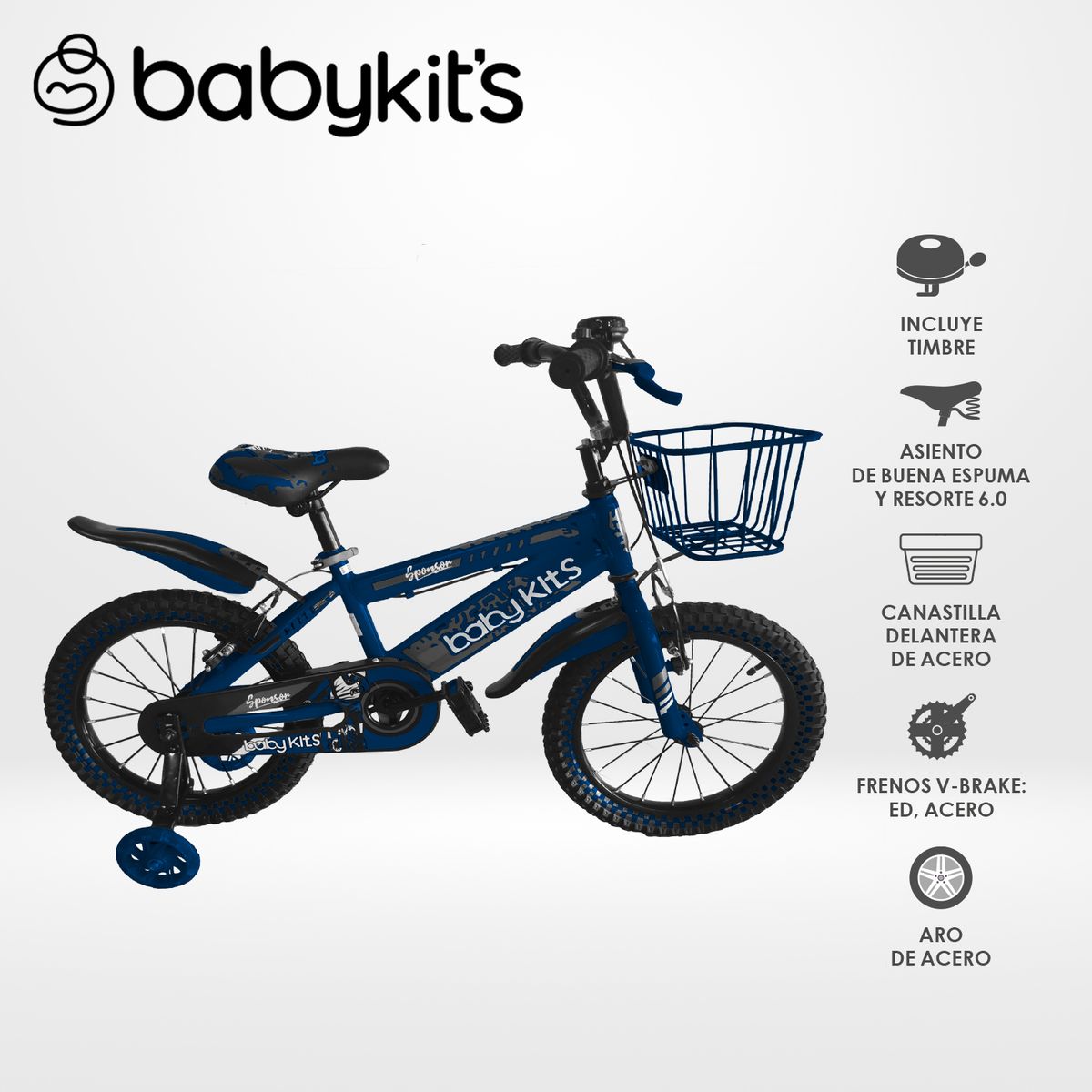 BABY KITS - Bicicleta BK Bike Boy aro 16 Azul
