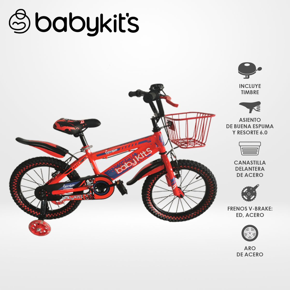 BABY KITS - Bicicleta BK Bike Boy aro 16 Rojo