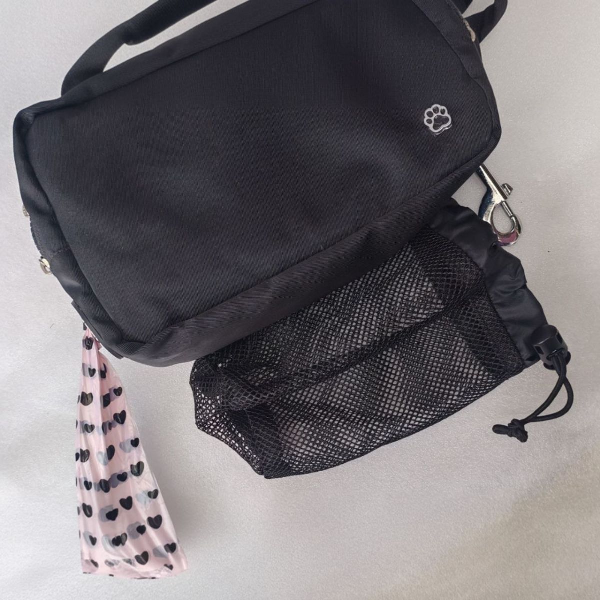 GENERICO - DOG WALKING BAG Morral de paseo Patitas Shop NEGRO