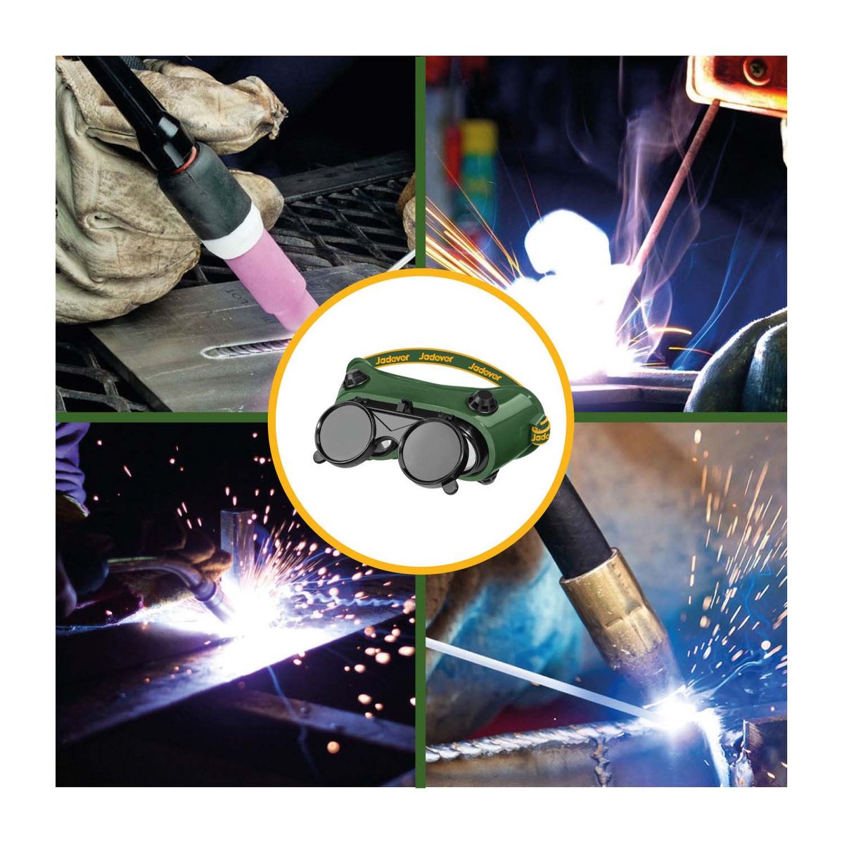 GENERICO - LENTES DE SOLDAR DE SEGURIDAD  PVC / PC DIN11 VERDE JDSG3811