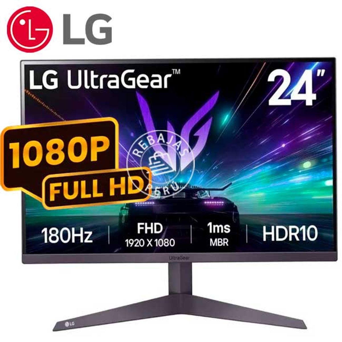 LG - Monitor LG UltraGear 24GS50F-B 24″ FHD VA 180Hz 1ms HDR10 FreeSync