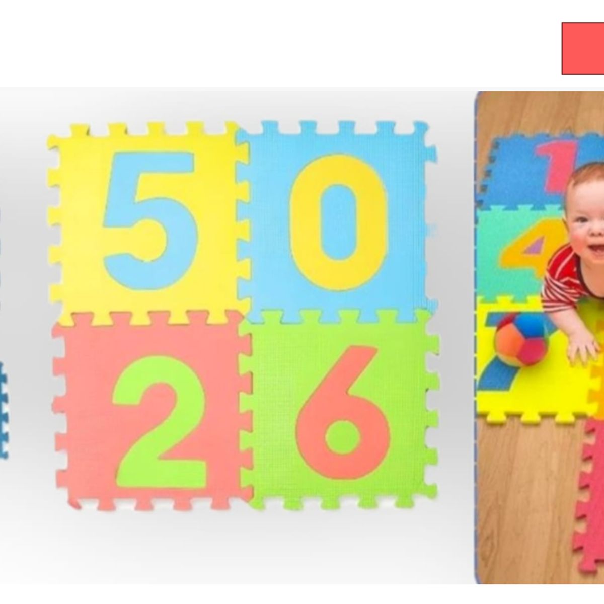 GENERICO - ALFOMBRA CUADRADA DE ROMPECABEZAS DE NUMEROS PARA NIÑOS