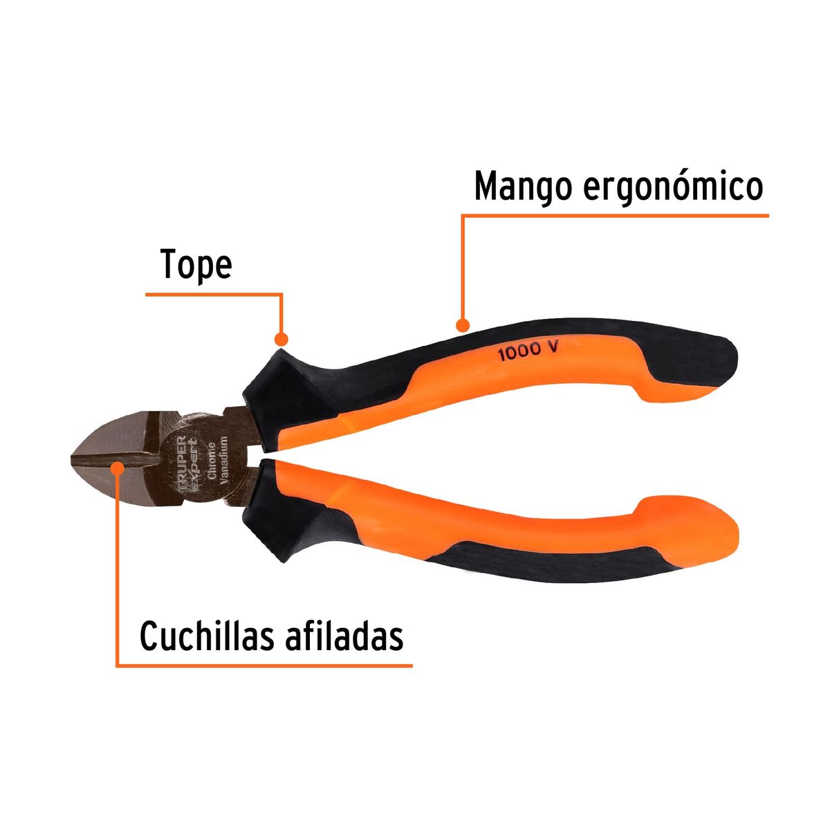 TRUPER - ALICATE AISLADO 1000V CORTE DIAGONAL 5” 13cm TRUPER