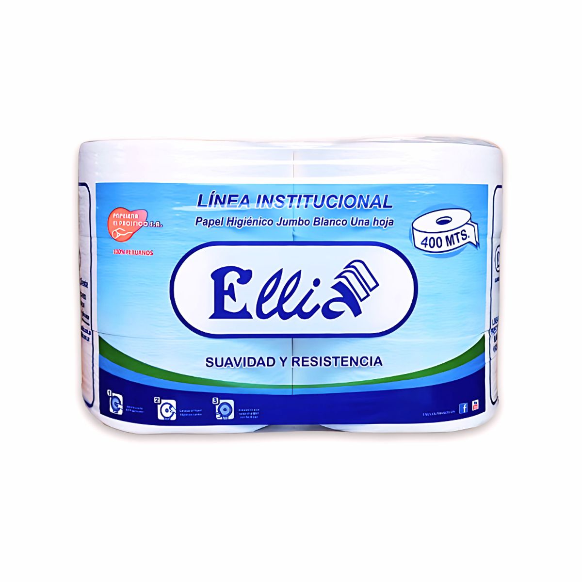 ELLIA - Papel higiénico Jumbo Ellia 400 metros x 6 rollos
