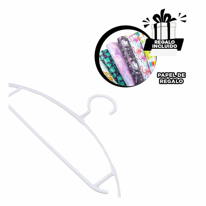 GENERICO - Pack6 Gancho para Closet en Color Blanco Y+Papel de Regalo