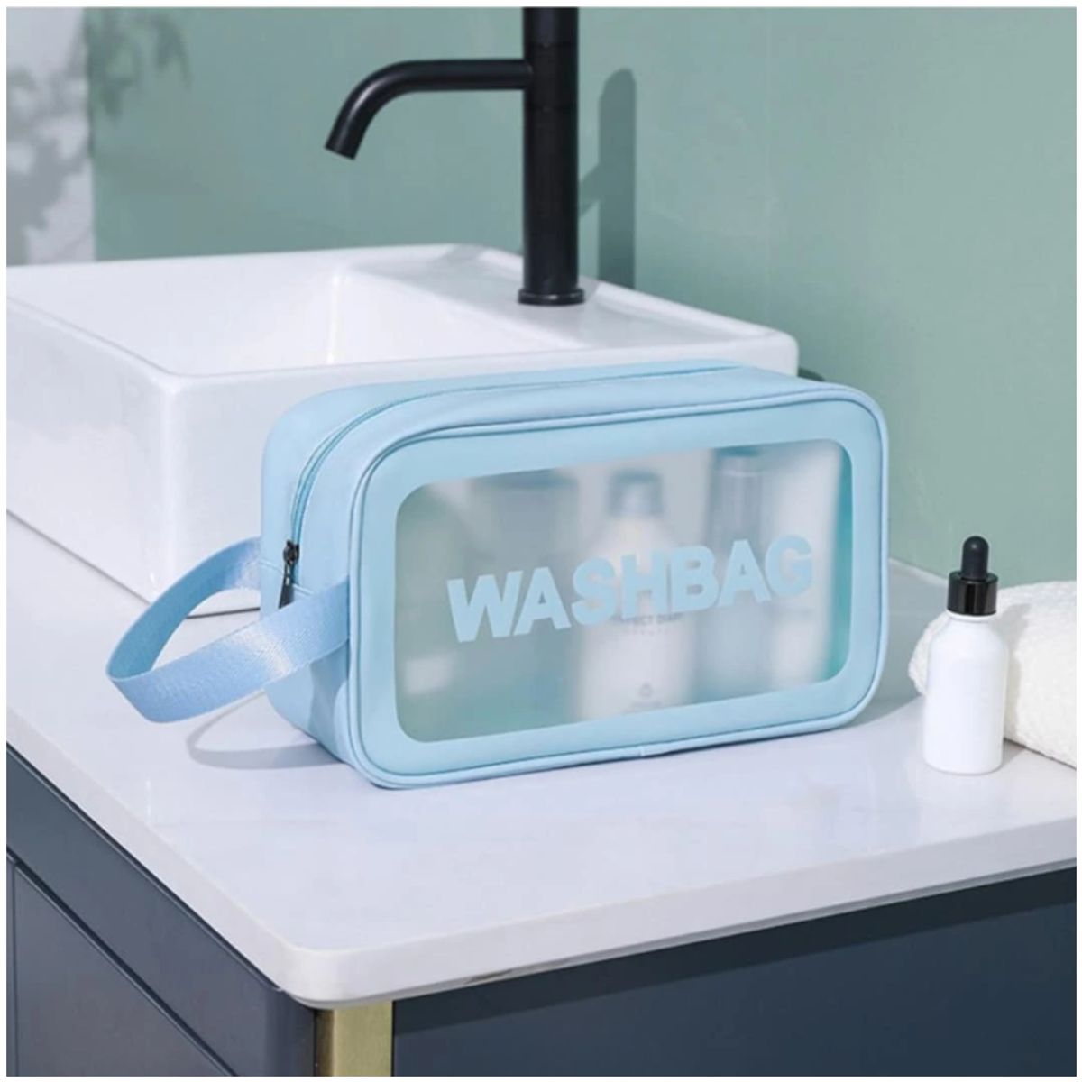 INSPIRA MARKET - Estuche bolso neceser grande para cosmeticos impermeable con asa