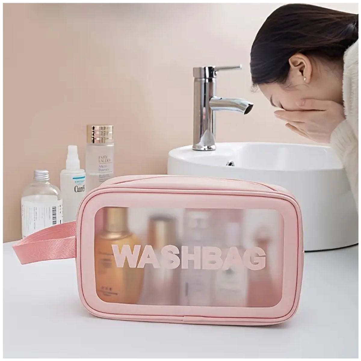 INSPIRA MARKET - Estuche bolso neceser grande para cosmeticos impermeable con asa