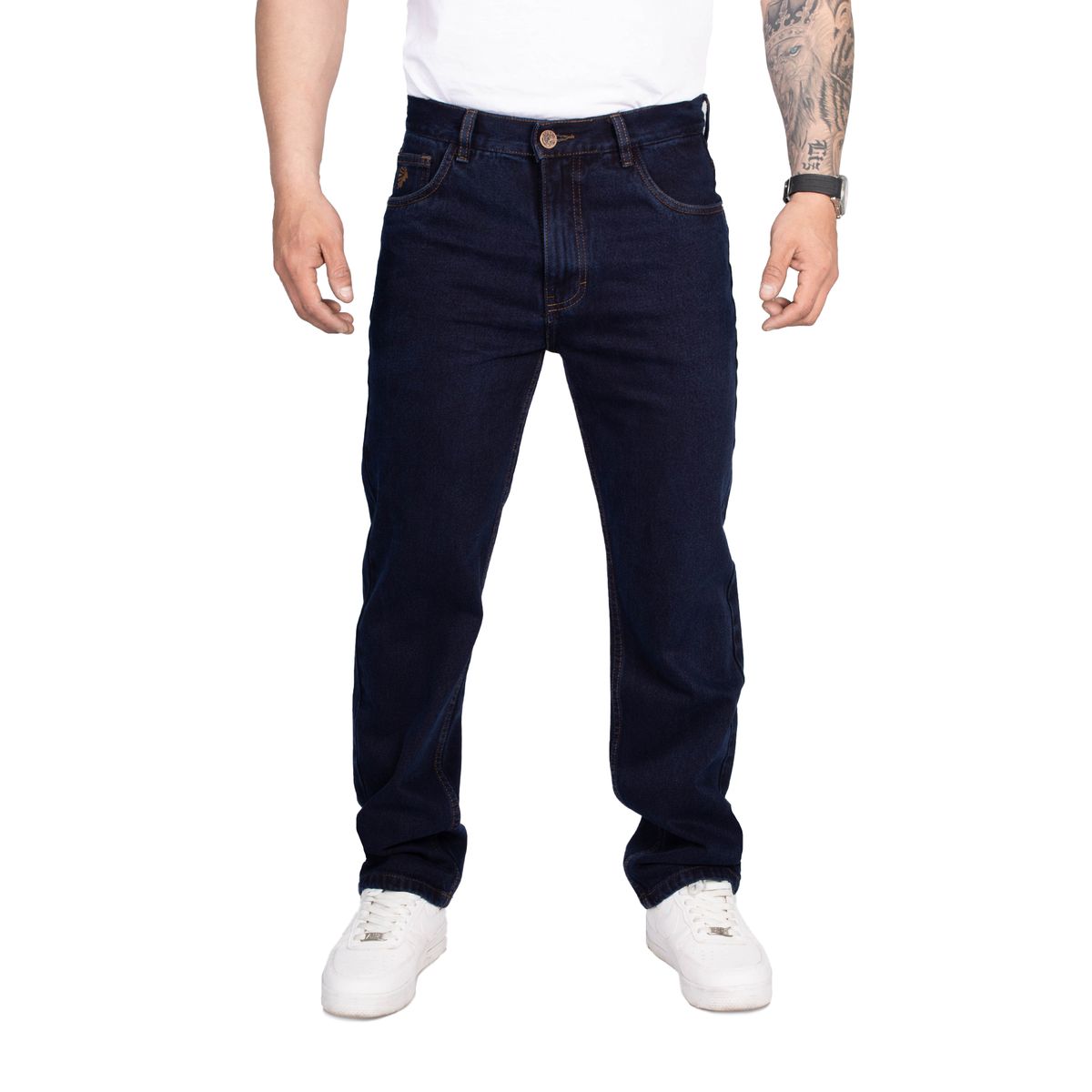 APACHE - Jeans Regular Fit de Caballero Color Grafito Azúl Rígido Americano