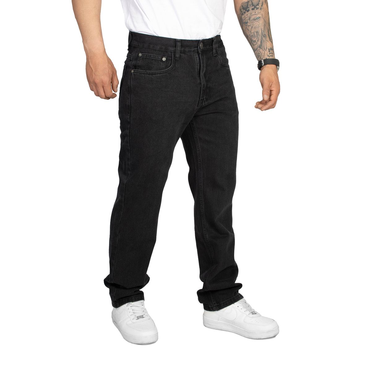 APACHE - Jeans Regular Fit de Caballero Color Plomo Oscuro Rígido Americano
