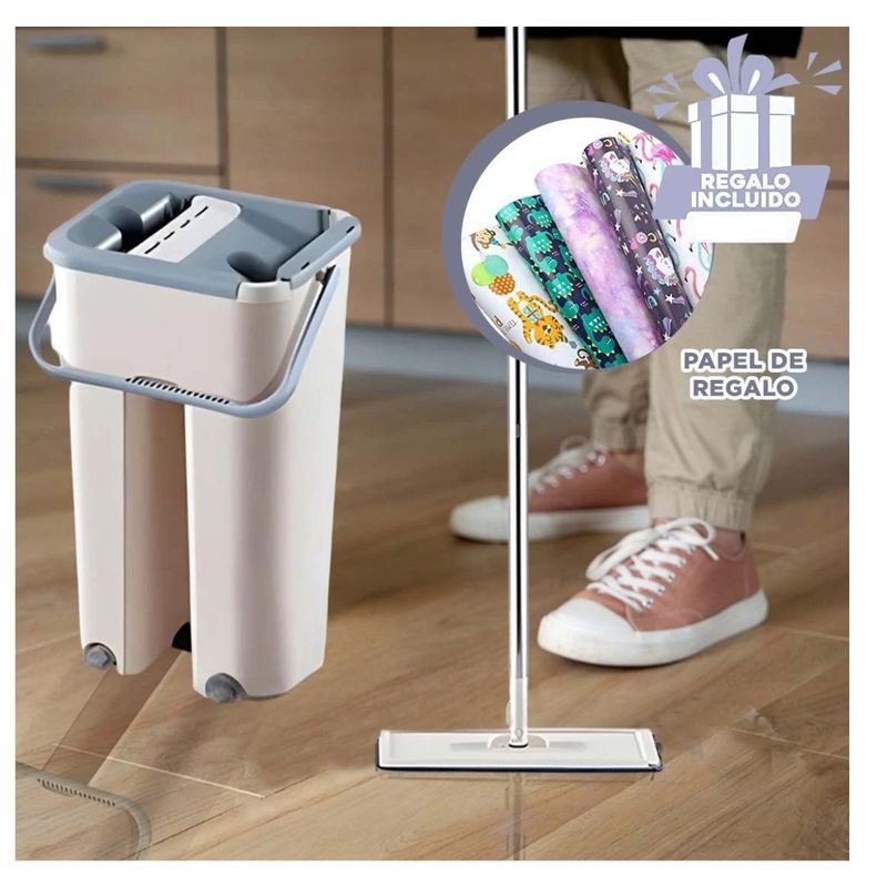 GENERICO - Pack12 Fregona Escurridora en Gris Y+Papel de Regalo