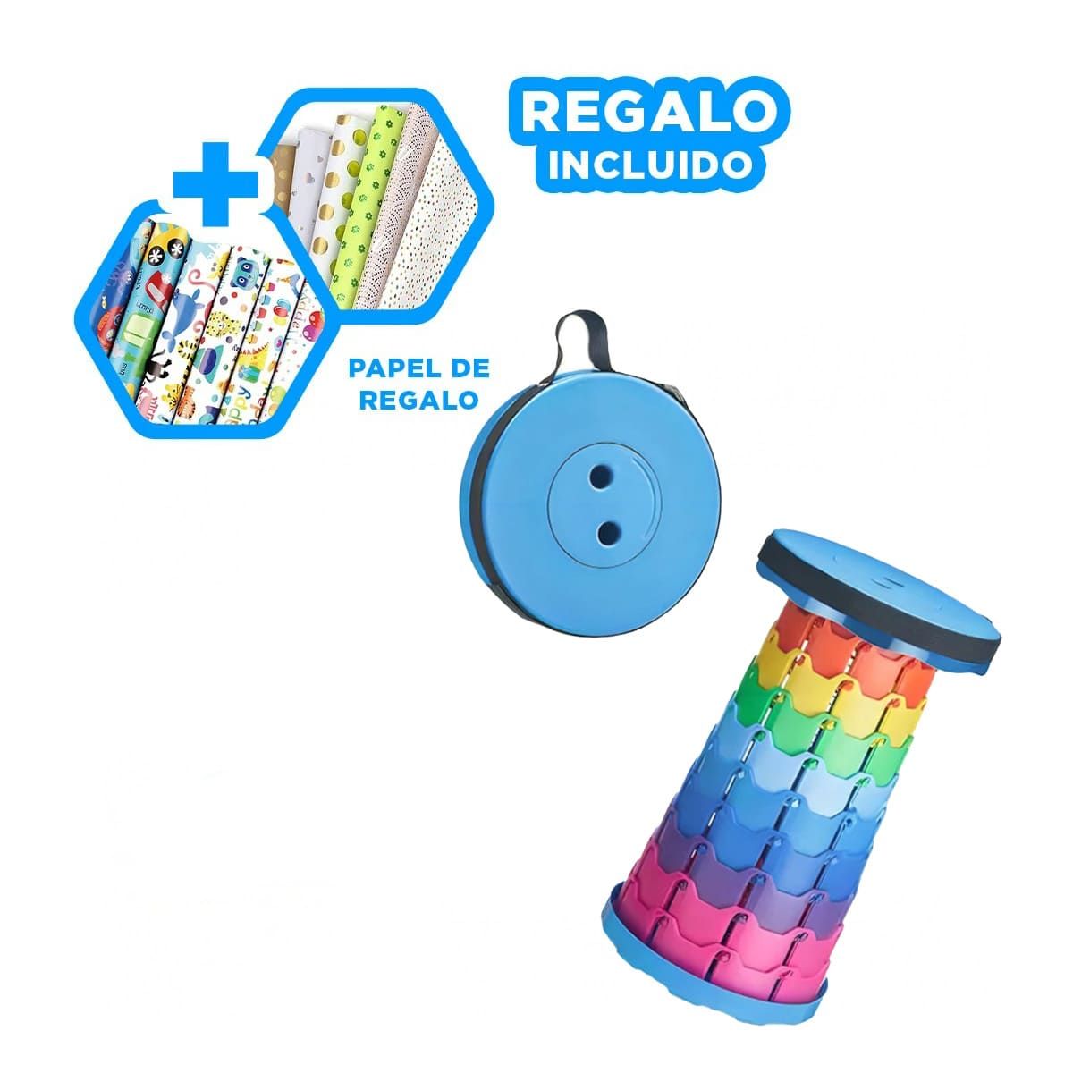 RYBIU IMPORT - Silla Desplegable y Versatil en Multicolor Y+Papel de Regalo