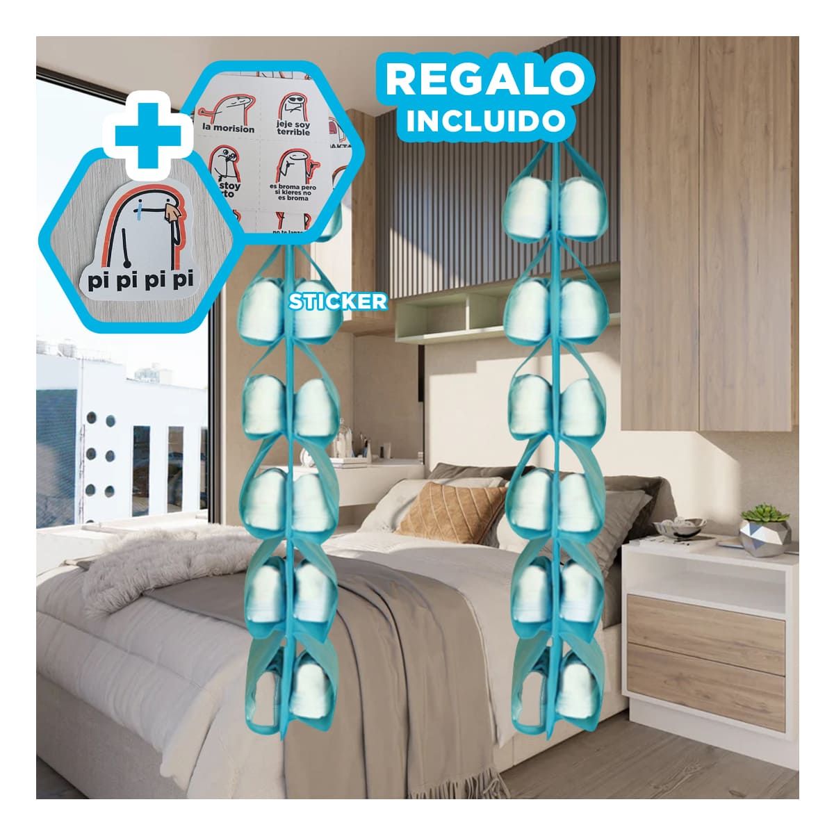 GENERICO - Pack12 Organizador Resistente en Celeste Y+Regalo Stickers