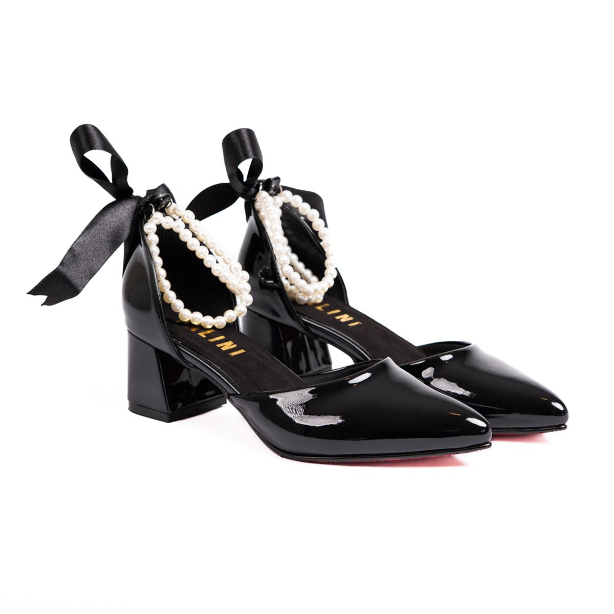 PALINI SHOES - taco 5 de vestir en punta color negro