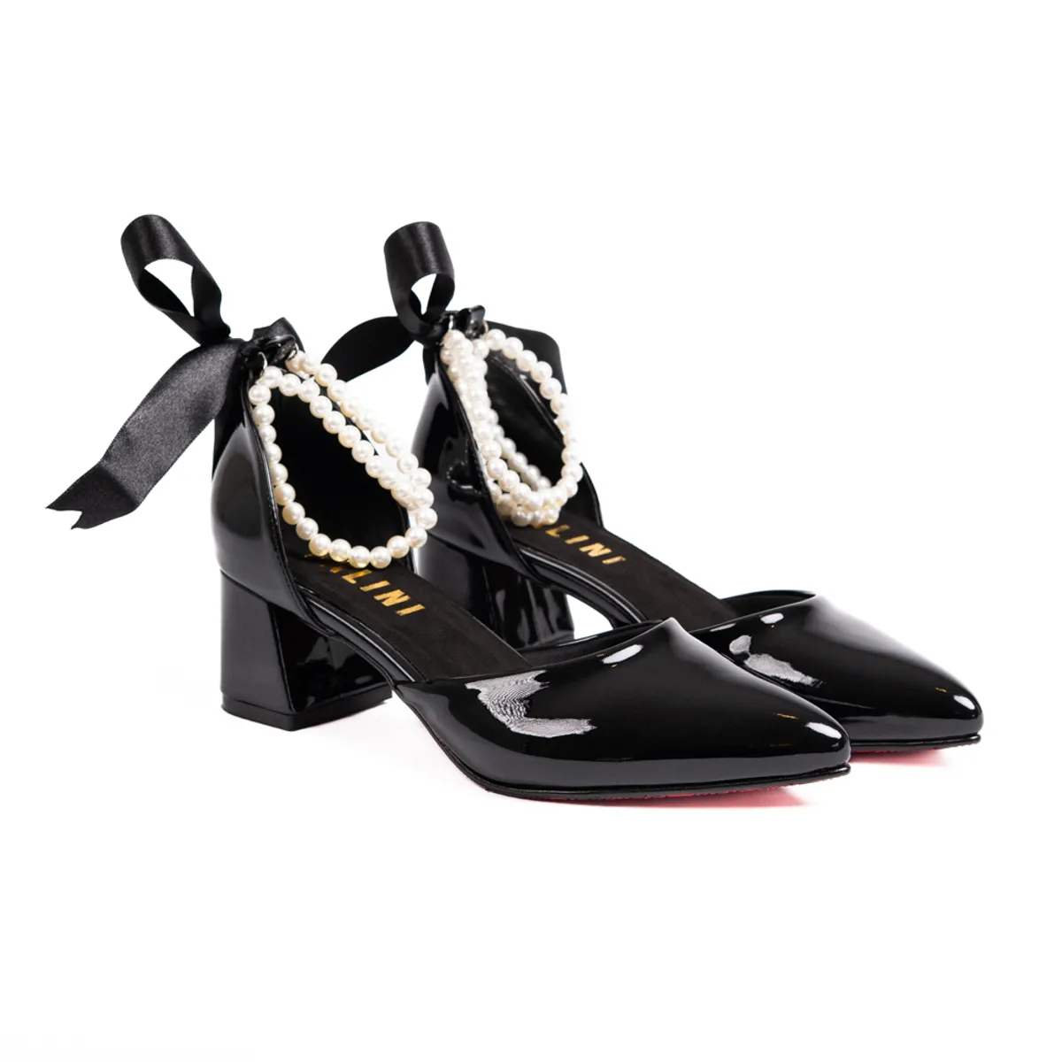 PALINI SHOES - taco 5 de vestir en punta color negro
