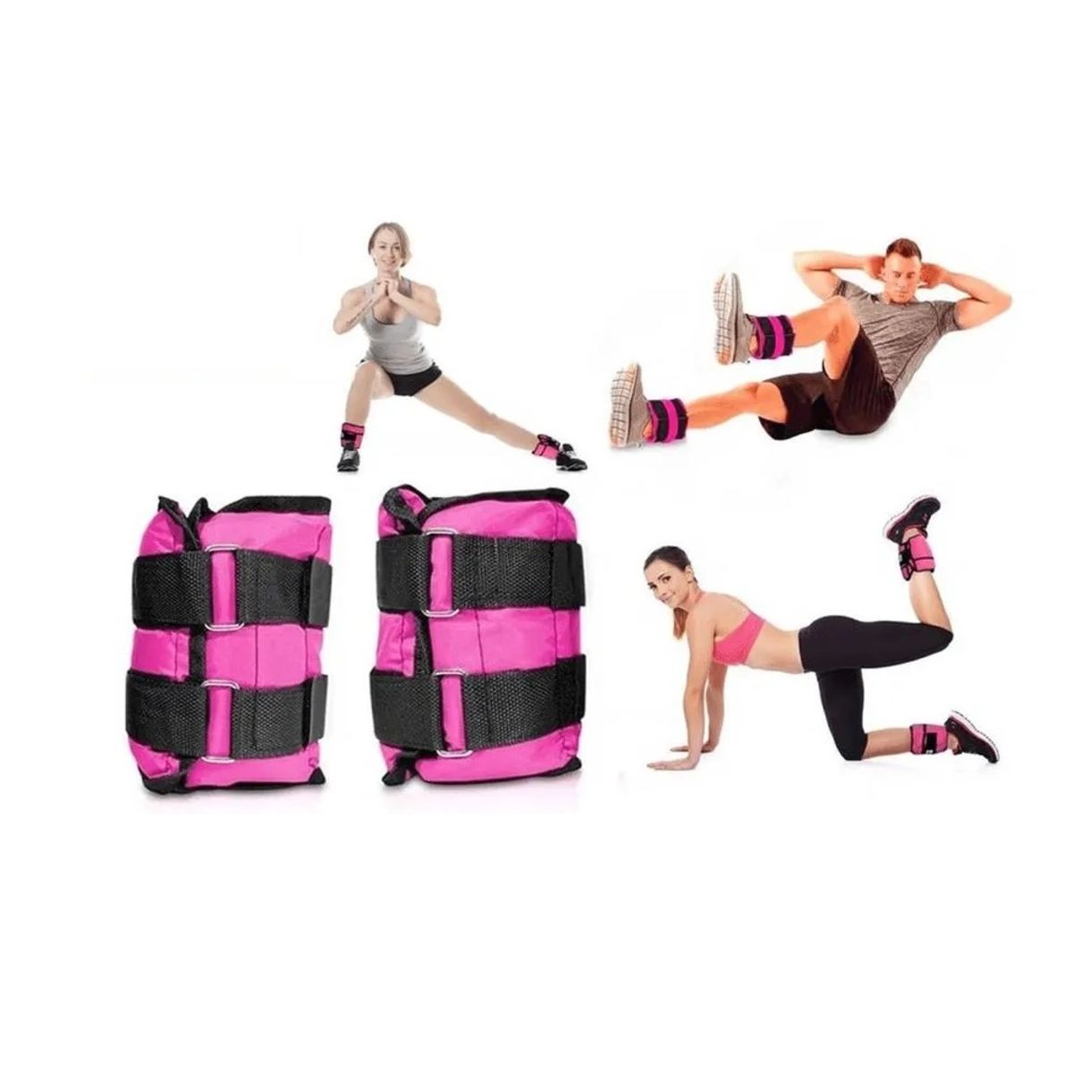 GENERICO - Tobilleras - muñequeras Rosado con peso de 1kg