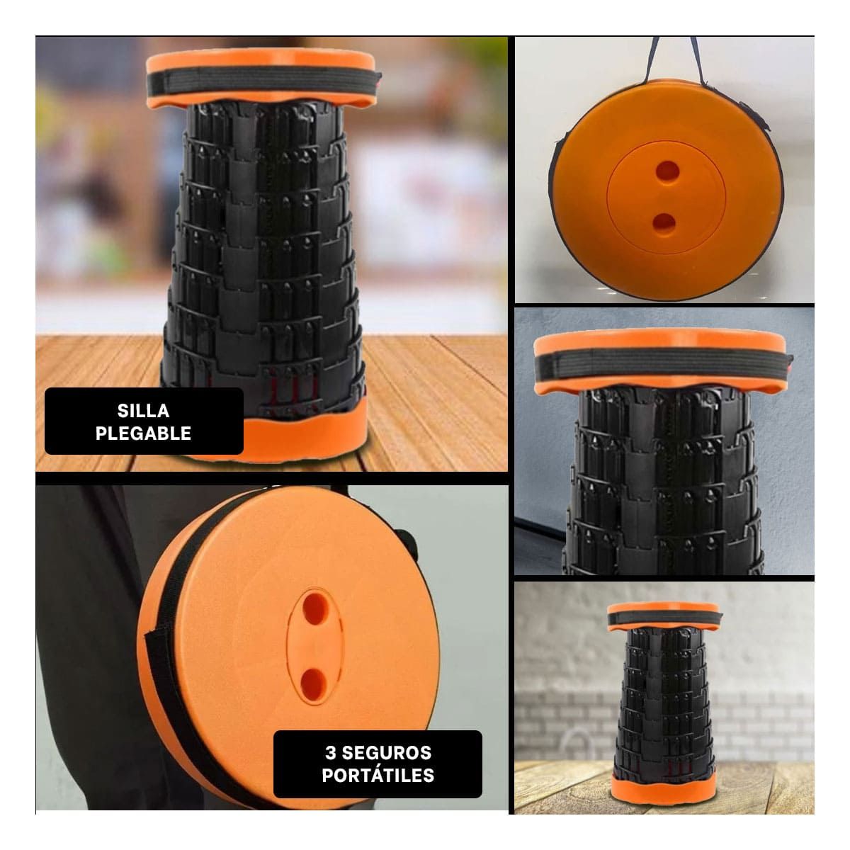 RYBIU IMPORT - Pack4 Silla Plegable y Portatil en Naranja Y+Regalo Stickers