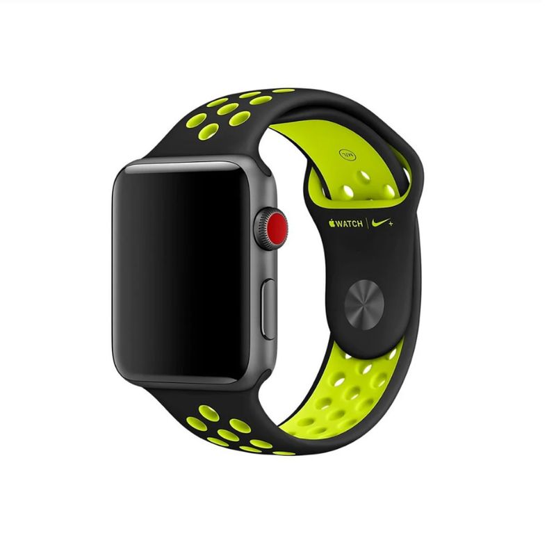 GENERICO - CORREA DEPORTIVA NIKE PARA APPLEWATCH 42-44-45-49MM NEGRO VERDE VOLT