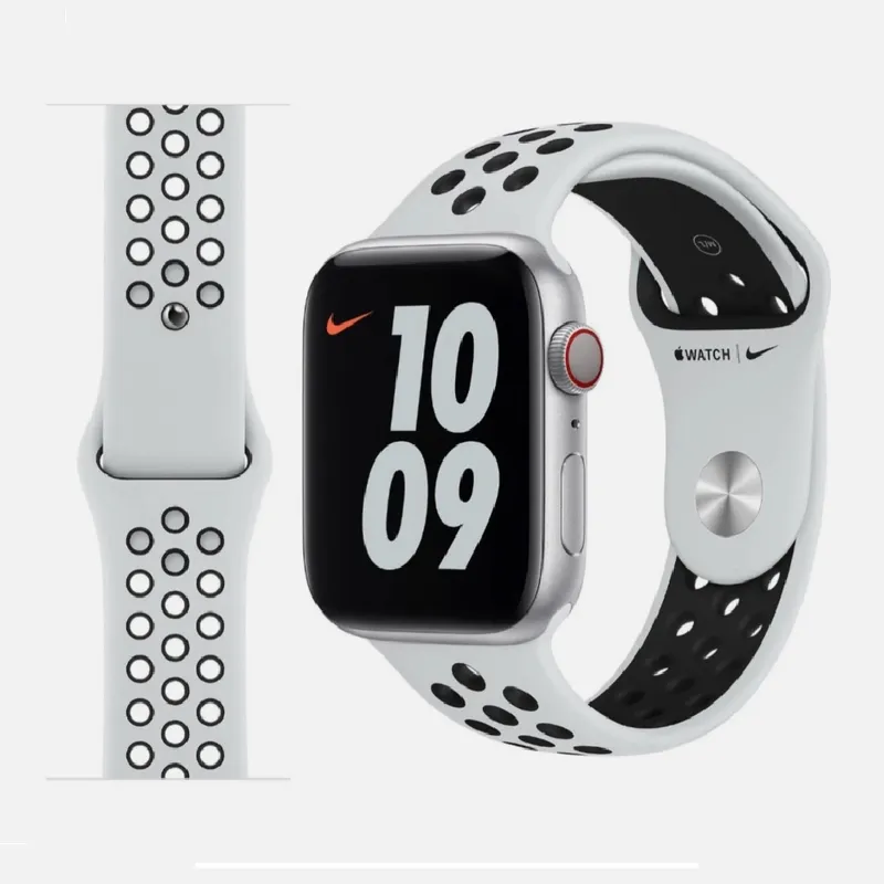 GENERICO - CORREA DEPORTIVA NIKE PARA APPLEWATCH 42-44-45-49MM BLANCO-NEGRO