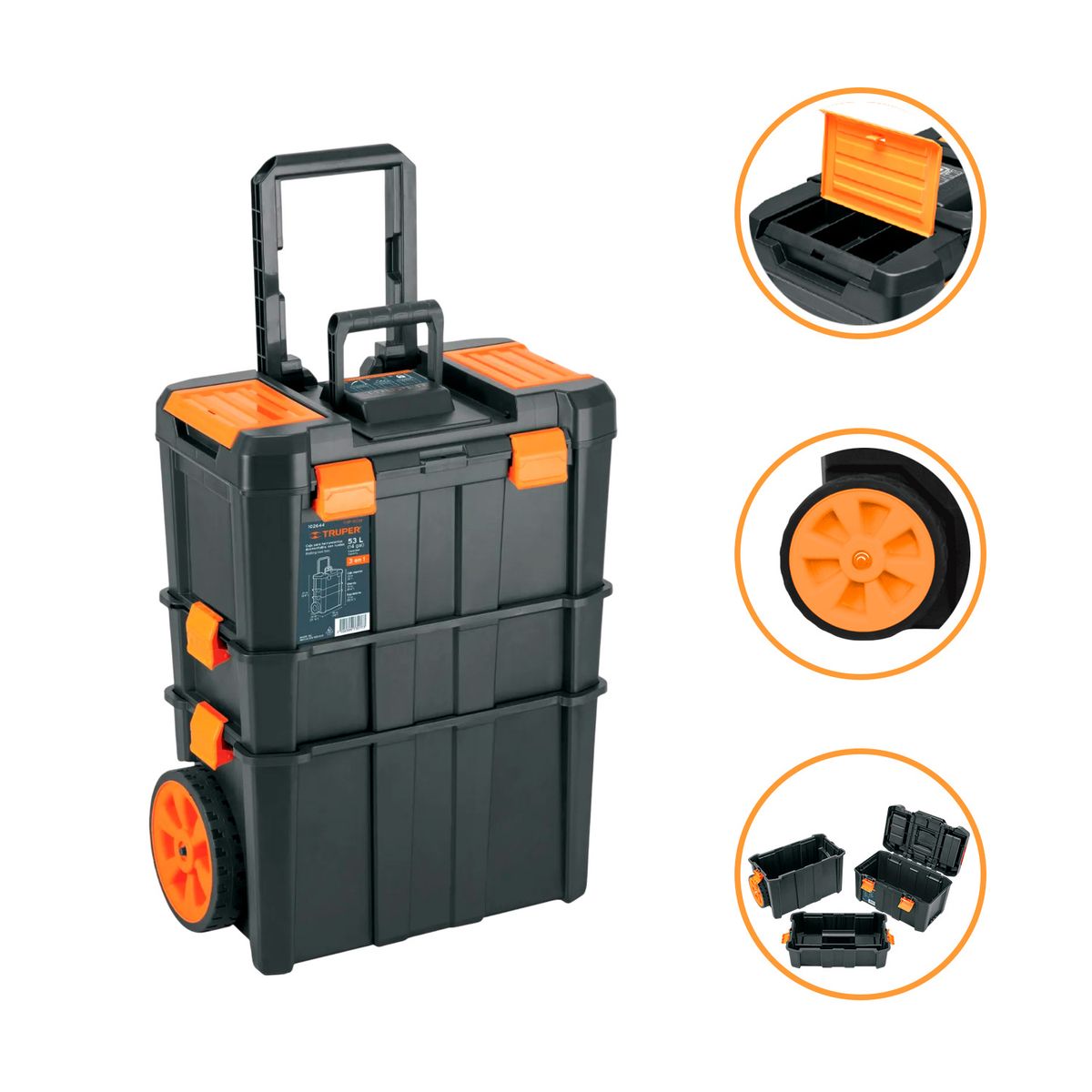 TRUPER - Organizadore De Herramientas 19'' X 25'' 3 En 1 Ruedas 53L