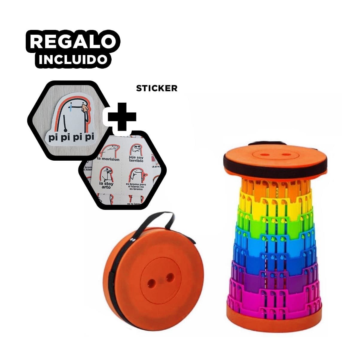 GENERICO - Pack12 Banco Ligero y Comodo en Naranja Y+Regalo Stickers