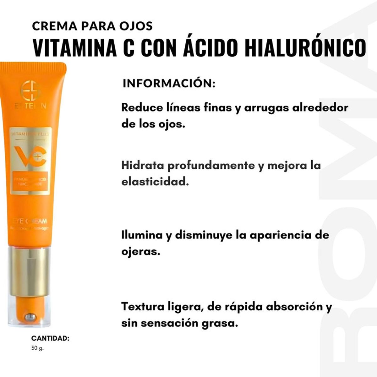 GENERICO - PACK 2 CREMA PARA OJOS VITAMINA C CON ÁCIDA HIALURÓNICO 30G ESTELIN