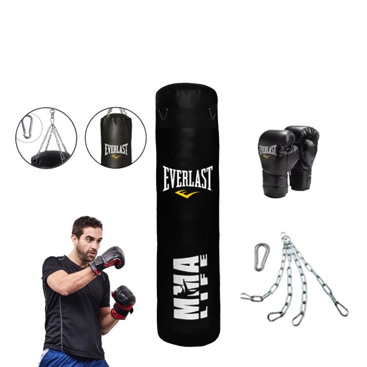 HOLGU - Saco de box de 1.00 Metros + Cadena + Guantes de box