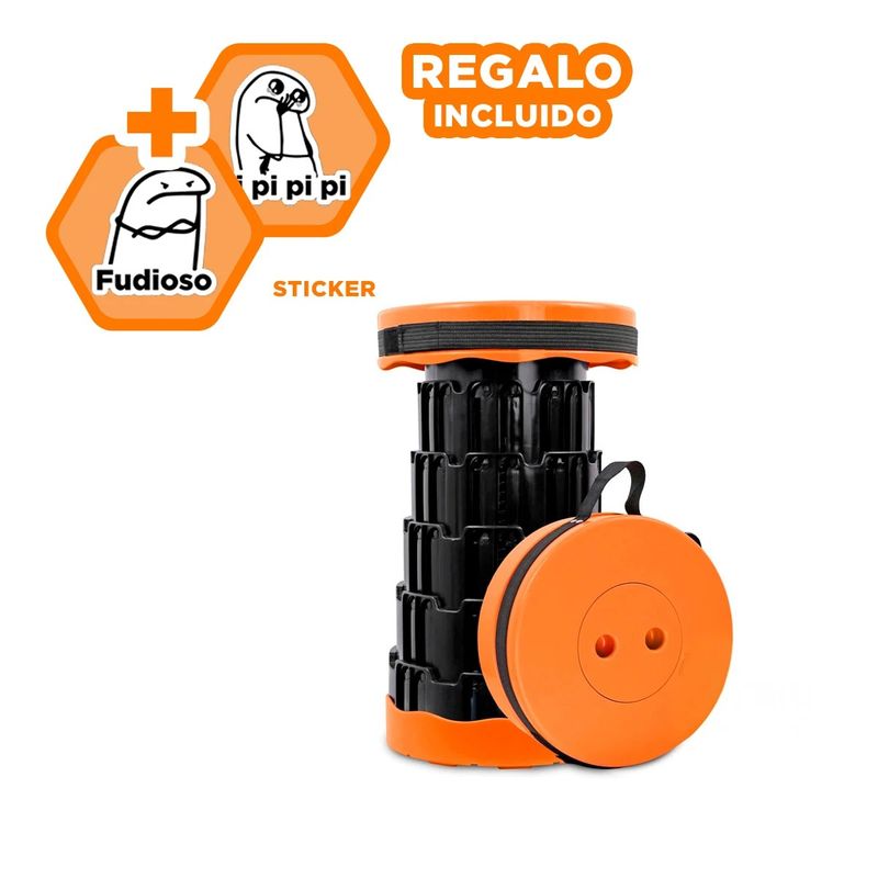 GENERICO - Silla Compacta y Fuerte en Tono Anaranjado Y+Regalo Stickers