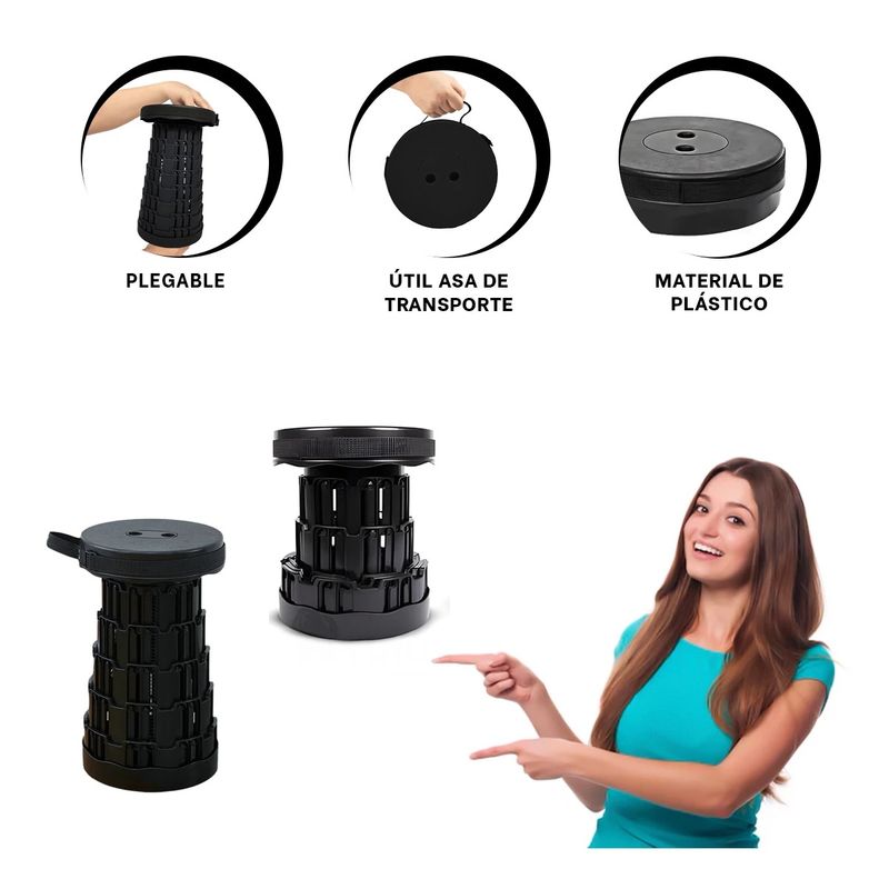 GENERICO - Pack12 Silla Plegable con 2 Seguros y Tapa en Color Negro