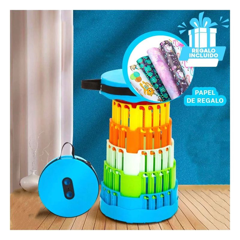 GENERICO - Pack12 Silla de Doble Seguro en Celeste Y+Papel de Regalo