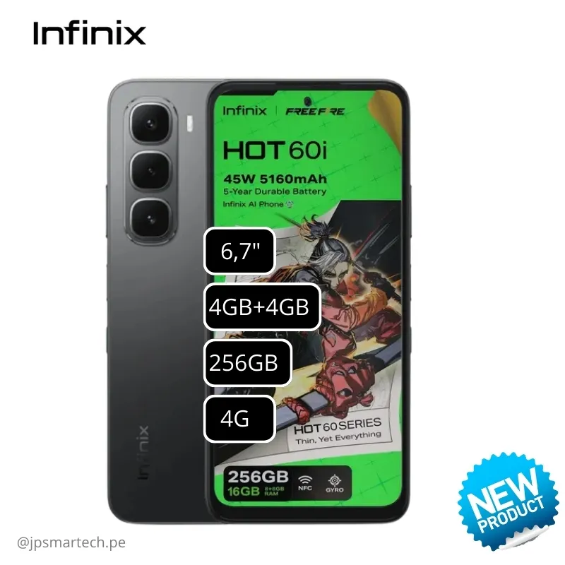 INFINIX - CELULAR INFINIX HOT 60i 4GB+4GB 256GB - Sleek Black