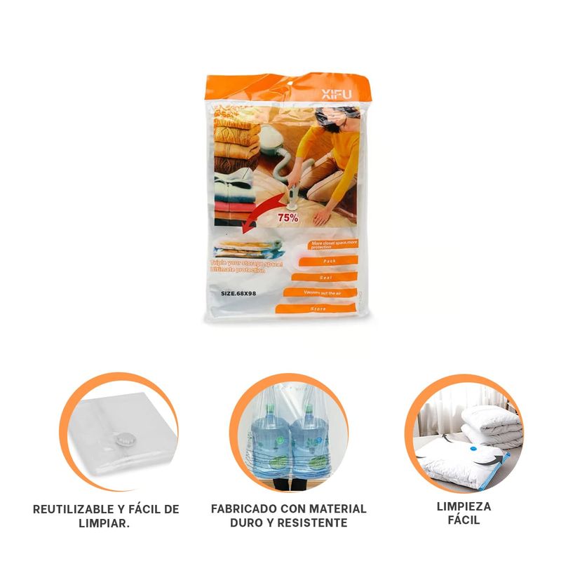 GENERICO - Pack12 Bolsa para Guardar Cosas sin Aire en Anaranjado