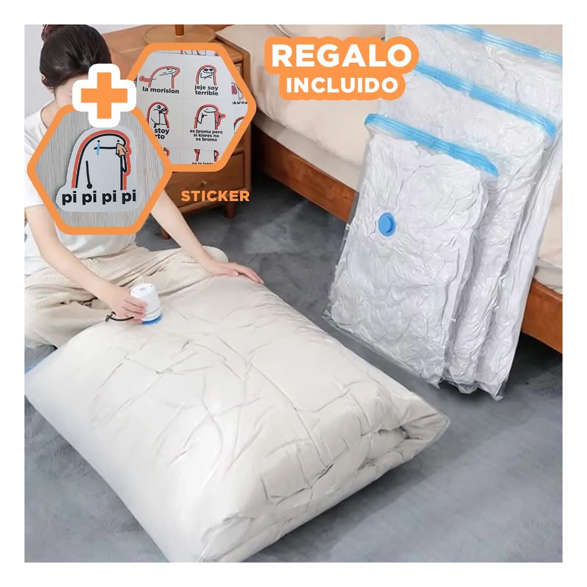 GENERICO - Pack12 Funda Hermetica de Edredon Naranja Y+Regalo Stickers