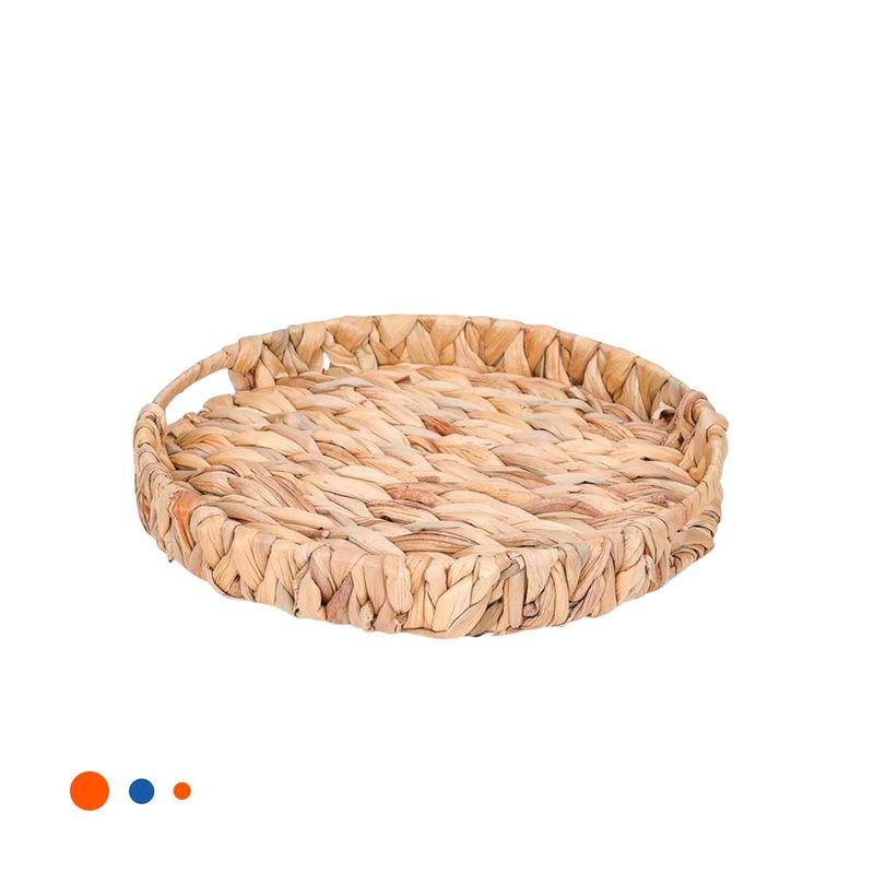 GENERICO - Cesta Tejida Circular de 31x4 cm en Color Mostaza