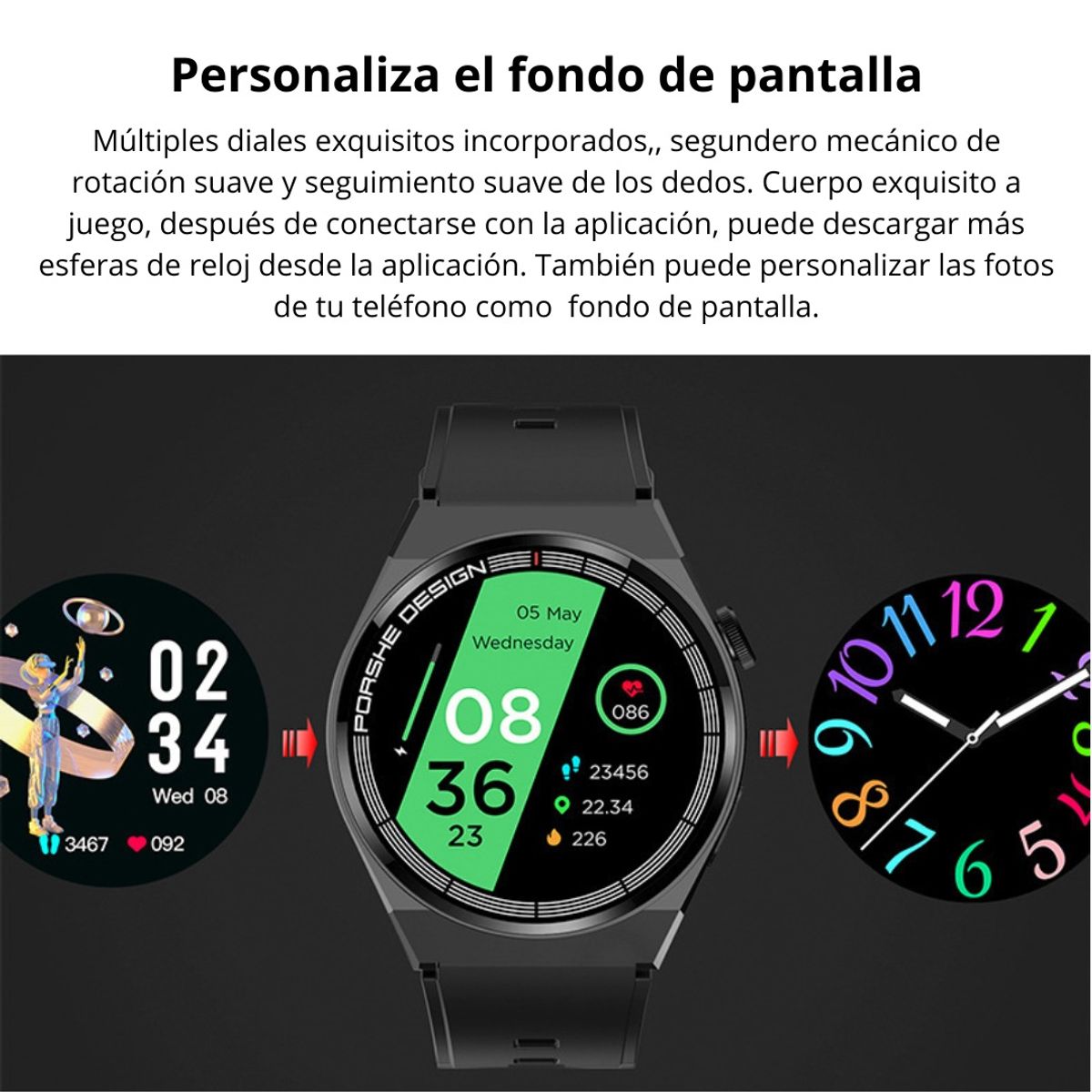 GENERICO - Smartwatch con Llamadas Bluetooth Notificaciones y Salud Android iOS