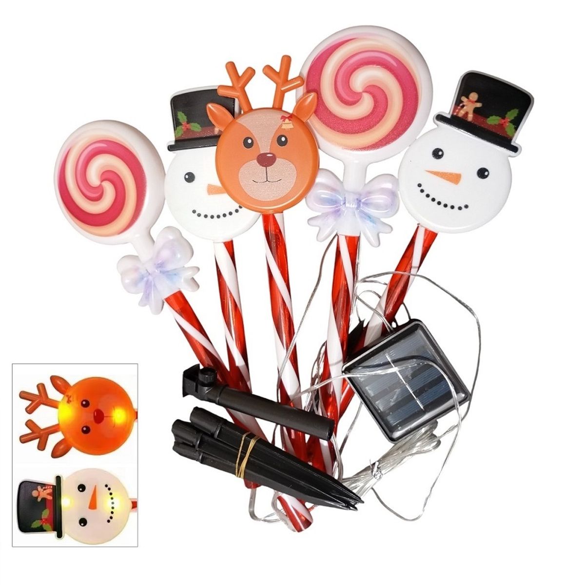 GENERICO - Luces estaca Solar Set de 5 unid navidad