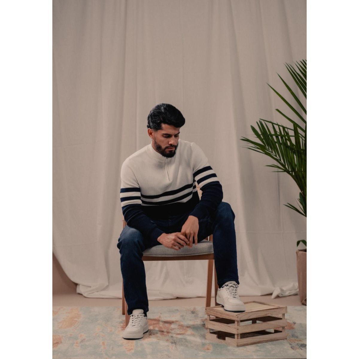 ESTIVANELI - Sweater Tejido Cuello Tortuga con Zipper Estivaneli