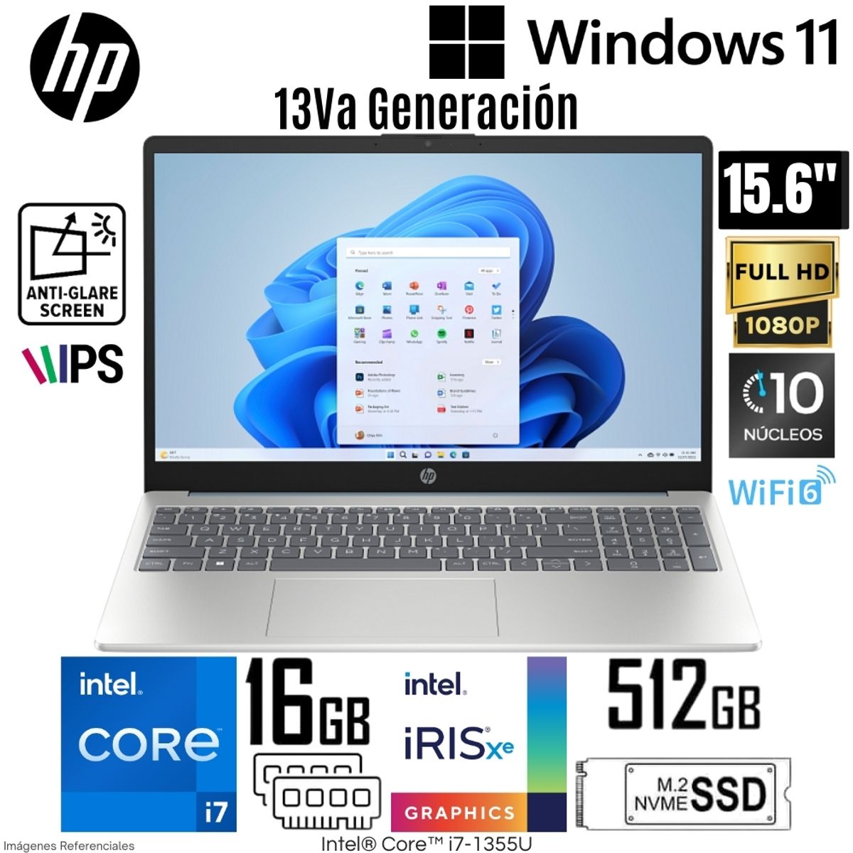 HP - Laptop HP 15-FD0271LA Intel Core i7-1355U 16GB RAM 512GB SSD 15.6"  FHD IPS