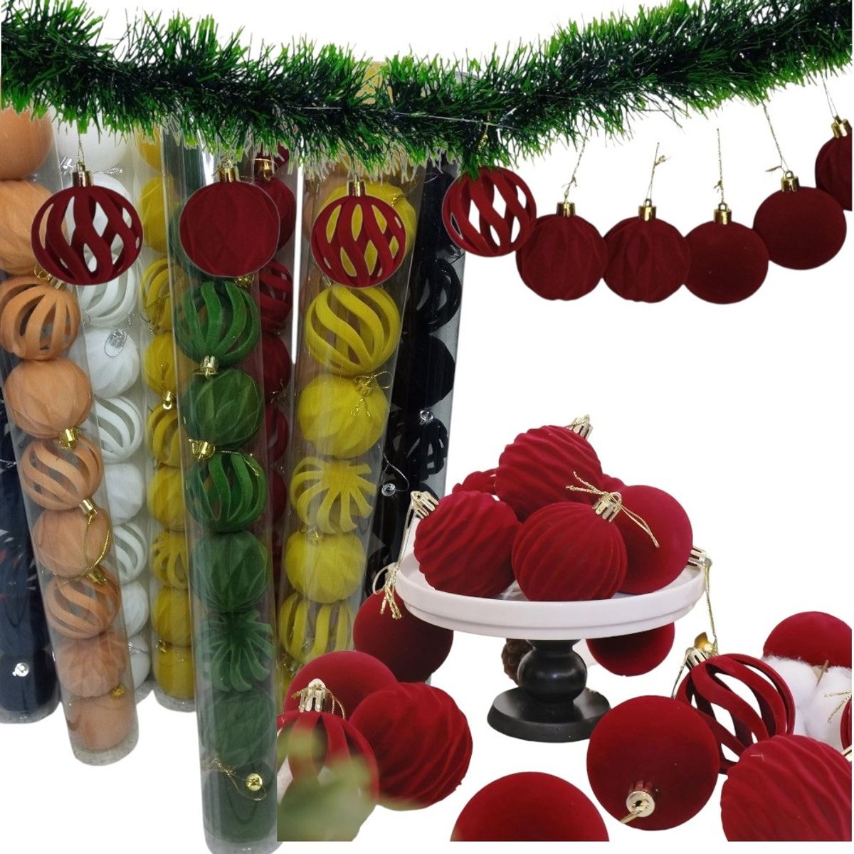 GENERICO - Decoracion de Bolas navideñas color aleatorio set de 3 tubos