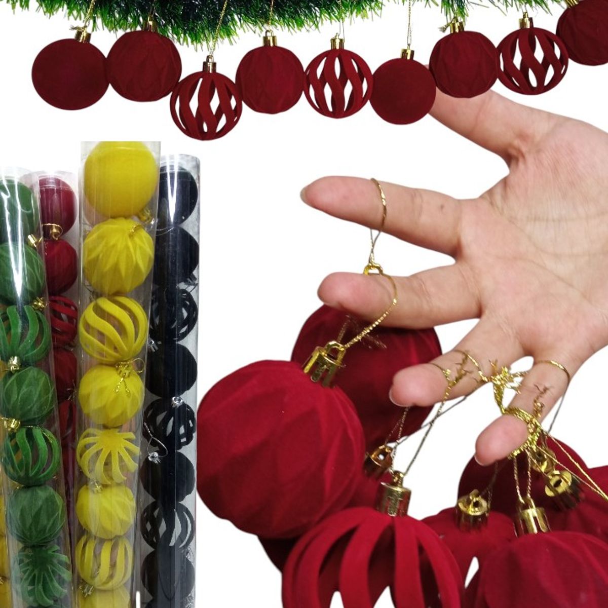 GENERICO - Decoracion de Bolas navideñas color aleatorio set de 3 tubos