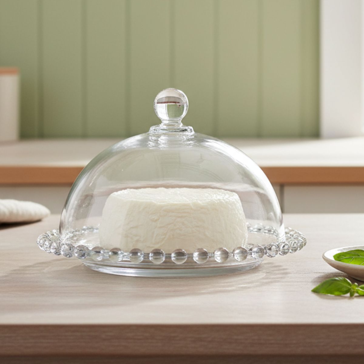 GENERICO - Quesera Vidrio Grueso con Tapa Plato para Queso Porta Queso Elegante