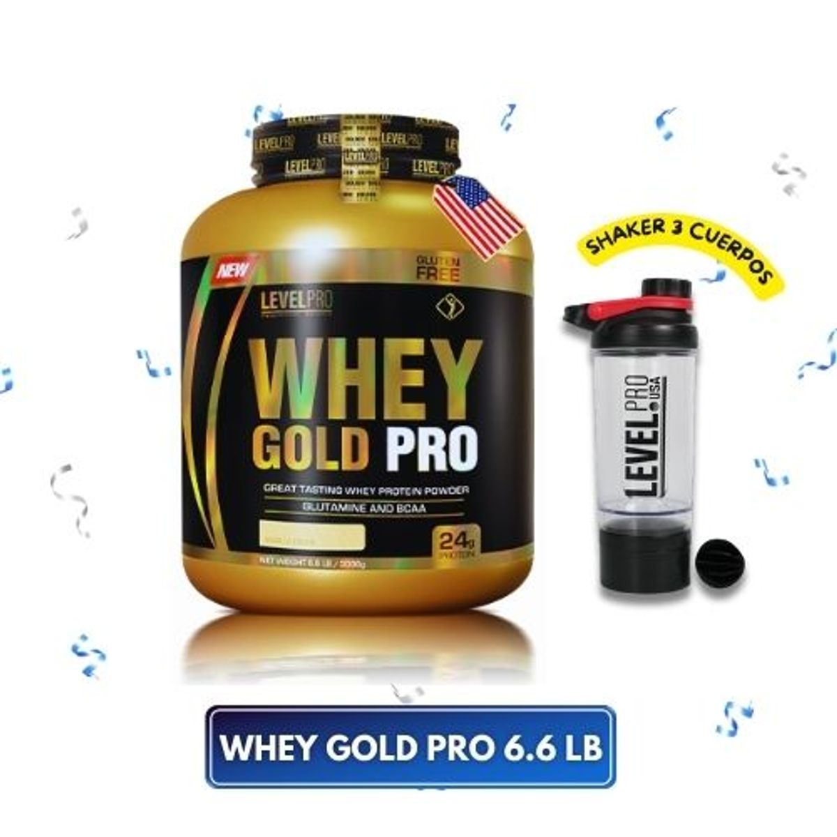 LEVEL PRO - Whey Gold Pro 6.6 LB Vanilla