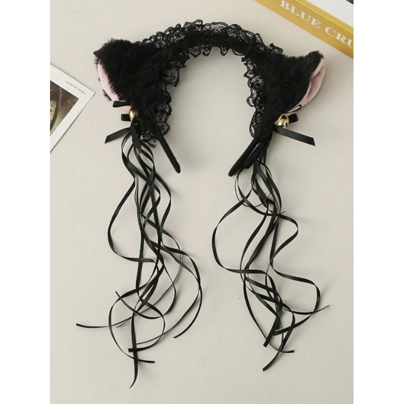 GENERICO - VINCHA FELPA LOLITAS DE GATO PARA CABELLO CON ENCAJE