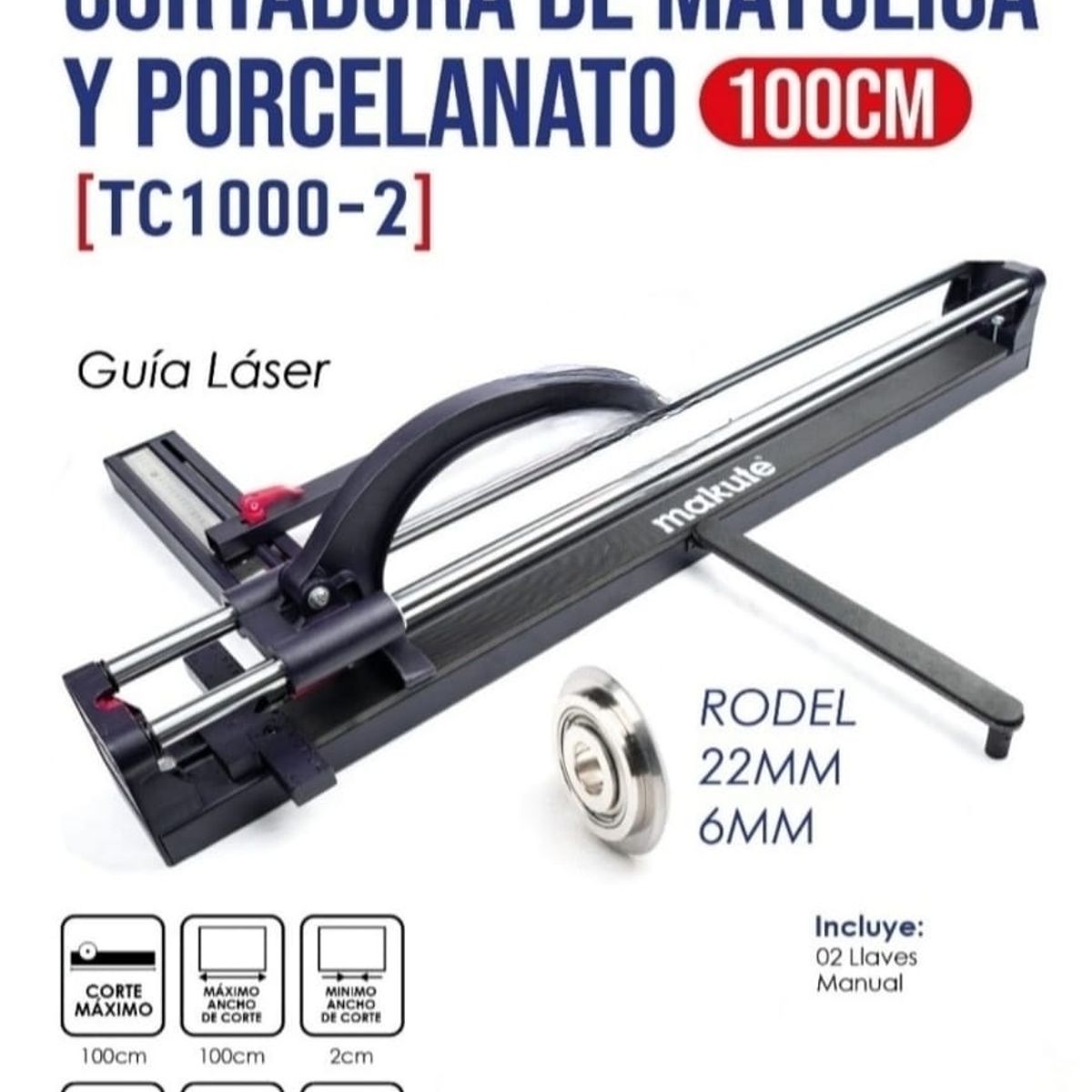 MAKUTE - CORTADORA DE MAYOLICA Y PORCELANATO DE 100 cm