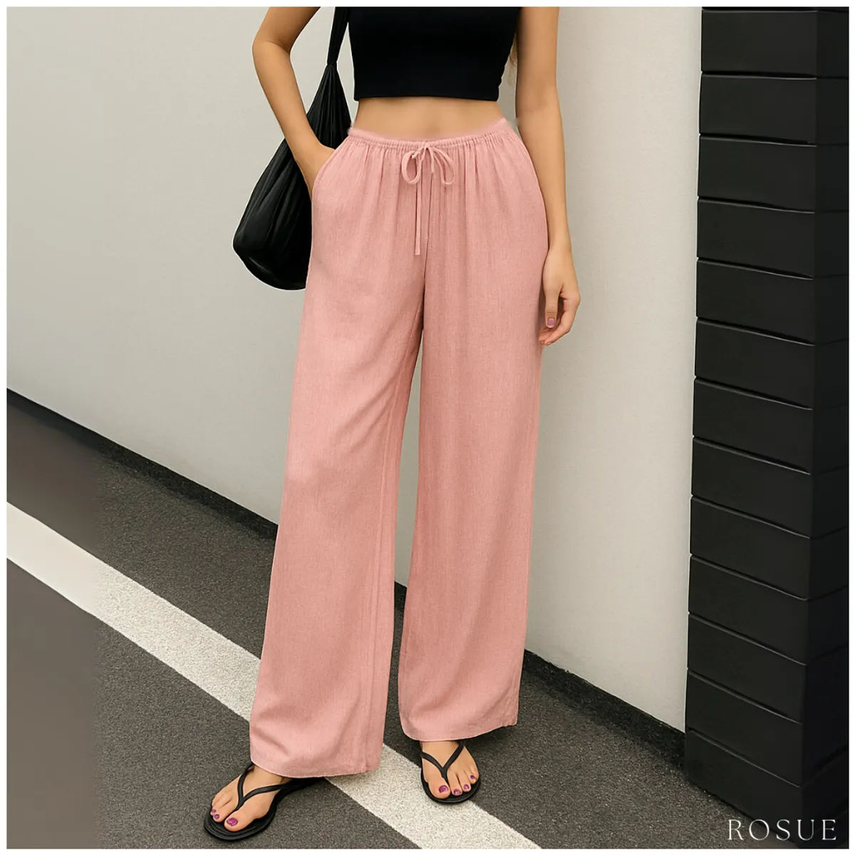 ROSUE - Pantalón Holgado Fresco Mujer Viena