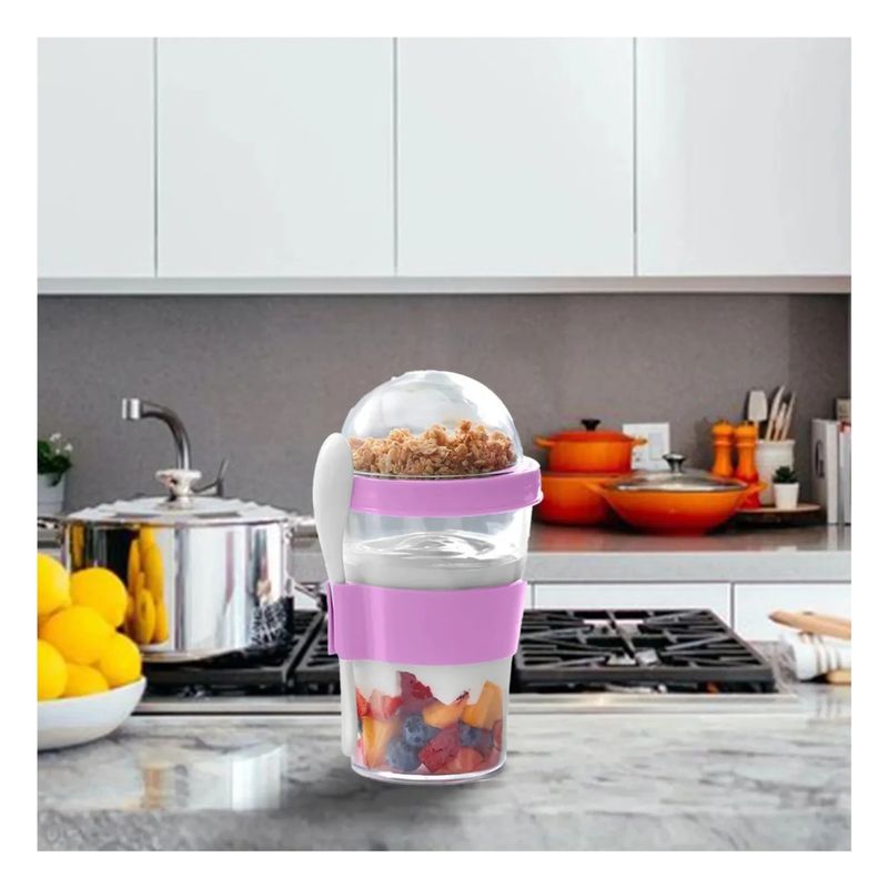 GENERICO - Vaso para Yogurt y Cereal 350ml con Cuchara