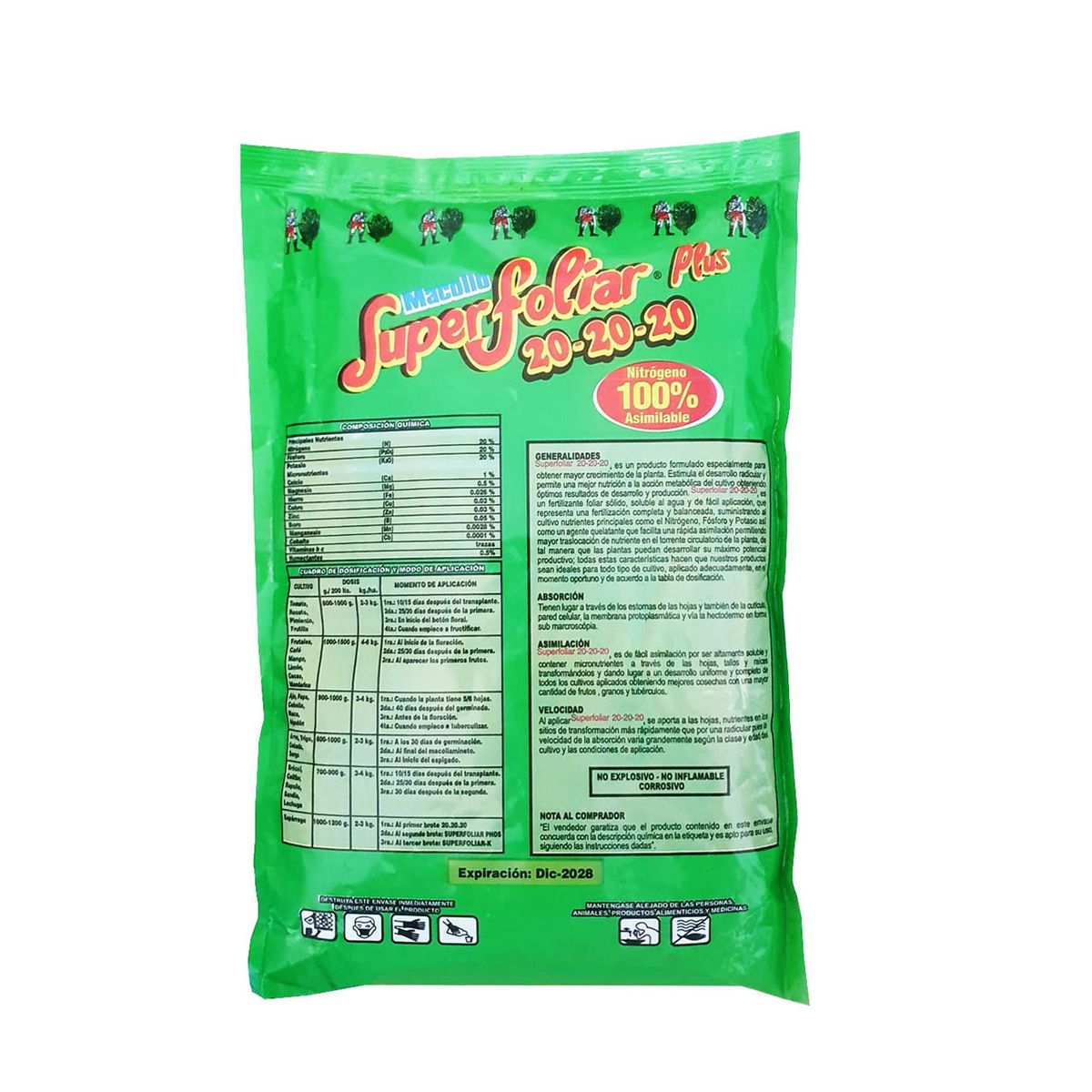 OEM - Fertilizante Foliar Sólido 20 - 20 - 20 más Ácido Húmico - 1 KG