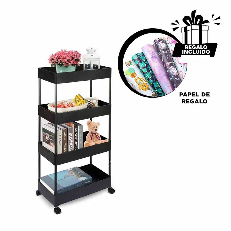 GENERICO - Pack6 Organizador Util 4 N en Negro Y+Papel de Regalo