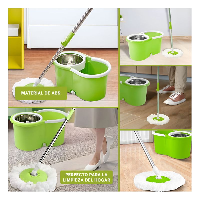 GENERICO - Trapeador 360 con Escurrido en Verde Y+Papel de Regalo